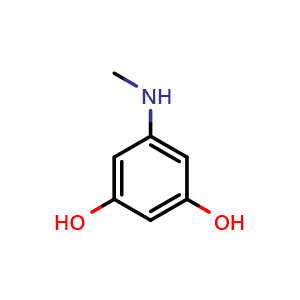 Chemical structure of 5-(methylamino)benzene-1,3-diol , CAS 40248-01-9, AChemBlock AD288034