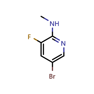 Chemical structure of 5-bromo-3-fluoro-N-methylpyridin-2-amine , CAS 1256837-21-4, AChemBlock AD288038