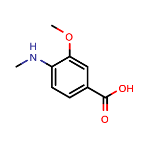 Chemical structure of 3-methoxy-4-(methylamino)benzoic acid , CAS 500690-02-8, AChemBlock AD288039