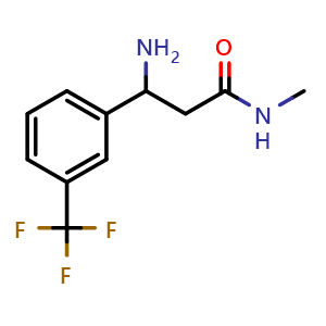 Chemical structure of 3-Amino-N-methyl-3-[3-(trifluoromethyl)phenyl]propanamide , CAS 2286256-90-2, AChemBlock AD288043
