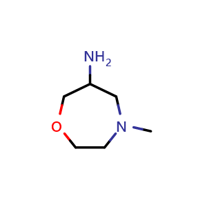 Chemical structure of 4-Methyl-1,4-oxazepan-6-amine , CAS 933743-23-8, AChemBlock AD288049