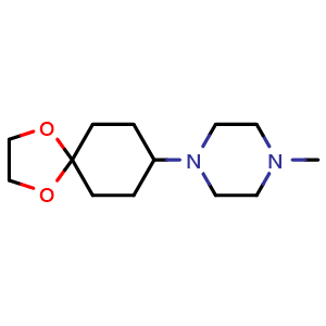 Chemical structure of 1-Methyl-4-(1,4-dioxaspiro[4.5]decan-8-yl)piperazine , CAS 155778-83-9, AChemBlock AD288052