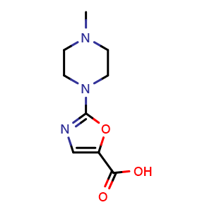 Chemical structure of 2-(4-Methylpiperazin-1-yl)oxazole-5-carboxylic acid , CAS 1802519-00-1, AChemBlock AD288053