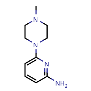 Chemical structure of 6-(4-Methylpiperazin-1-yl)pyridin-2-amine , CAS 54132-20-6, AChemBlock AD288054