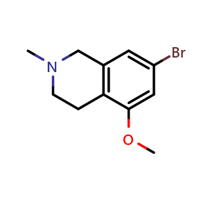 Chemical structure of 7-bromo-5-methoxy-2-methyl-1,2,3,4-tetrahydroisoquinoline , CAS 2578804-41-6, AChemBlock AD288060
