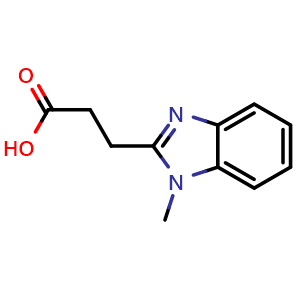 Chemical structure of 3-(1-Methyl-1H-benzo[d]imidazol-2-yl)propanoic acid , CAS 24786-75-2, AChemBlock AD288066