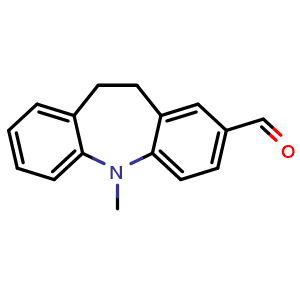 Chemical structure of 5-Methyl-10,11-dihydro-5h-dibenzo[b,f]azepine-2-carbaldehyde , CAS 6487-67-8, AChemBlock AD288073