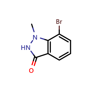 Chemical structure of 7-Bromo-1-methyl-1,2-dihydro-3H-indazol-3-one , CAS 1626336-64-8, AChemBlock AD288074
