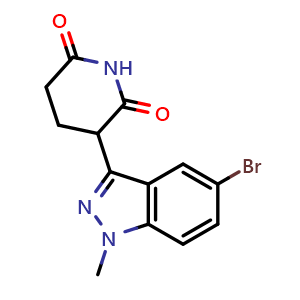 Chemical structure of 3-(5-Bromo-1-methyl-1H-indazol-3-yl)piperidine-2,6-dione , CAS 2913403-96-8, AChemBlock AD288083