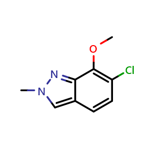 Chemical structure of 6-Chloro-7-methoxy-2-methyl-indazole , CAS 2921709-93-3, AChemBlock AD288094