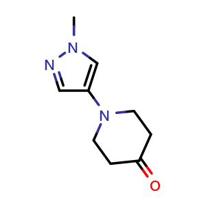 Chemical structure of 1-(1-Methyl-1H-pyrazol-4-yl)piperidin-4-one , CAS 1154267-78-3, AChemBlock AD288097