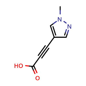 Chemical structure of 3-(1-Methyl-4-pyrazolyl)propiolic acid , CAS 1341369-17-2, AChemBlock AD288098