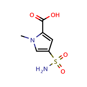 Chemical structure of 1-Methyl-4-sulfamoyl-1h-pyrrole-2-carboxylic acid , CAS 878218-38-3, AChemBlock AD288099