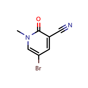 Chemical structure of 5-Bromo-1-methyl-2-oxo-1,2-dihydropyridine-3-carbonitrile , CAS 1126779-29-0, AChemBlock AD288100
