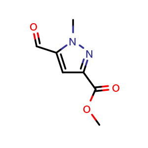Chemical structure of Methyl 5-formyl-1-methyl-1H-pyrazole-3-carboxylate , CAS 1613464-60-0, AChemBlock AD288112