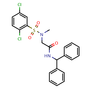 Chemical structure of N-Benzhydryl-2-((2,5-dichloro-N-methylphenyl)sulfonamido)acetamide , CAS 847773-02-8, AChemBlock AD288119