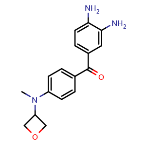 Chemical structure of (3,4-Diaminophenyl)(4-(methyl(oxetan-3-yl)amino)phenyl)methanone , CAS 2099064-90-9, AChemBlock AD288121