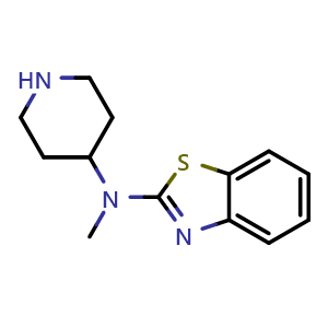 Chemical structure of N-Methyl-N-(piperidin-4-yl)benzo[d]thiazol-2-amine , CAS 104605-42-7, AChemBlock AD288122