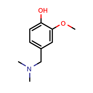 Chemical structure of 4-((dimethylamino)methyl)-2-methoxyphenol , CAS 19861-69-9, AChemBlock AD288136