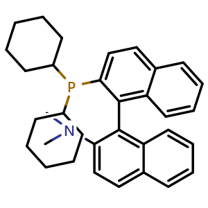 Chemical structure of 2'-(dicyclohexylphosphino)-N,N-dimethyl-1,1'-binaphthyl-2-amine , CAS 255882-15-6, AChemBlock AD288146