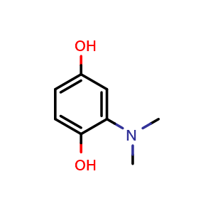 Chemical structure of 2-(dimethylamino)benzene-1,4-diol , CAS 50564-14-2, AChemBlock AD288147