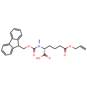 Chemical structure of (R)-2-[Fmoc-(methyl)amino]-6-(allyloxy)-6-oxohexanoic acid , CAS 3080759-18-5, AChemBlock AD288159