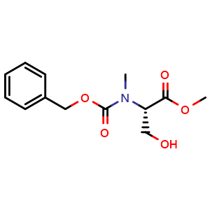 Chemical structure of Methyl (S)-2-[Cbz-(methyl)amino]-3-hydroxypropanoate , CAS 145362-63-6, AChemBlock AD288160