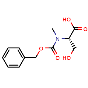 Chemical structure of (S)-2-[Cbz-(methyl)amino]-3-hydroxypropanoic Acid , CAS 173947-21-2, AChemBlock AD288161