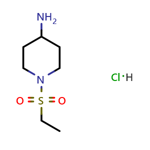 Chemical structure of 1-(Ethylsulfonyl)piperidin-4-amine hydrochloride , CAS 651056-79-0, AChemBlock AD288162