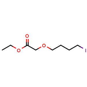 Chemical structure of ethyl 2-(4-iodobutoxy)acetate , CAS 38876-34-5, AChemBlock AD288183