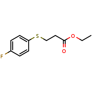 Chemical structure of Ethyl 3-((4-fluorophenyl)thio)propanoate , CAS 57247-34-4, AChemBlock AD288190