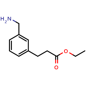 Chemical structure of Ethyl 3-(3-(aminomethyl)phenyl)propanoate , CAS 93071-66-0, AChemBlock AD288194