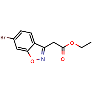 Chemical structure of Ethyl 2-(6-bromo-1,2-benzoxazol-3-yl)acetate , CAS 2883703-99-7, AChemBlock AD288198