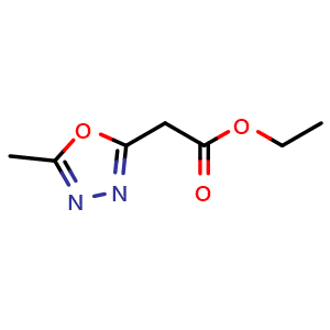 Chemical structure of Ethyl 2-(5-Methyl-1,3,4-oxadiazol-2-yl)acetate , CAS 5011-96-1, AChemBlock AD288199