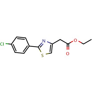 Chemical structure of Ethyl 2-(2-(4-chlorophenyl)thiazol-4-yl)acetate , CAS 20287-70-1, AChemBlock AD288201