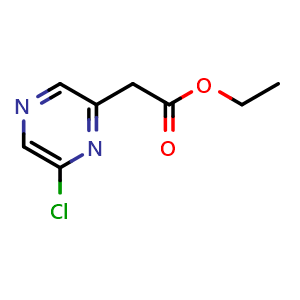 Chemical structure of Ethyl 2-(6-chloropyrazin-2-yl)acetate , CAS 1071455-09-8, AChemBlock AD288202