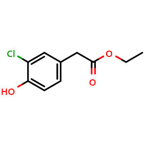 Chemical structure of Ethyl 3-chloro-4-hydroxyphenylacetate , CAS 193357-36-7, AChemBlock AD288203