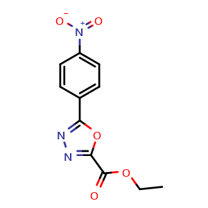 Chemical structure of Ethyl 5-(4-nitrophenyl)-1,3,4-oxadiazole-2-carboxylate , CAS 151097-76-6, AChemBlock AD288216