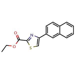 Chemical structure of 2-Thiazolecarboxylic acid, 4-(2-naphthalenyl)-, ethyl ester , CAS 338760-31-9, AChemBlock AD288220