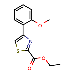 Chemical structure of Ethyl 4-(2-methoxyphenyl)-2-thiazolecarboxylate , CAS 924817-91-4, AChemBlock AD288221