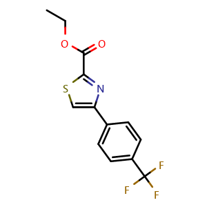 Chemical structure of Ethyl 4-(4-(trifluoromethyl)phenyl)thiazole-2-carboxylate , CAS 886366-40-1, AChemBlock AD288222