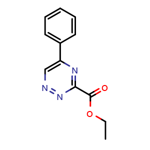 Chemical structure of 5-phenyl-[1,2,4]triazine-3-carboxylic acid ethyl ester , CAS 126421-91-8, AChemBlock AD288225