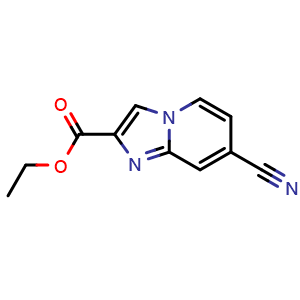 Chemical structure of Ethyl 7-cyanoimidazo[1,2-a]pyridine-2-carboxylate , CAS 1354555-26-2, AChemBlock AD288230