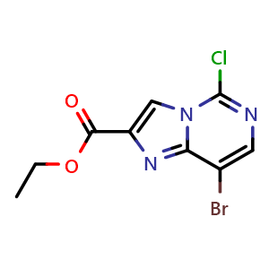 Chemical structure of Ethyl 8-bromo-5-chloroimidazo[1,2-c]pyrimidine-2-carboxylate , CAS 2369771-66-2, AChemBlock AD288233