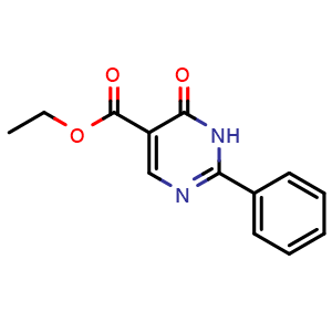 Chemical structure of Ethyl 6-oxo-2-phenyl-1,6-dihydro-5-pyrimidinecarboxylate , CAS 55613-22-4, AChemBlock AD288234