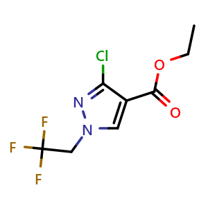 Chemical structure of Ethyl 3-chloro-1-(2,2,2-trifluoroethyl)-1H-pyrazole-4-carboxylate , CAS 2991434-74-1, AChemBlock AD288235