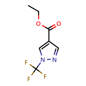 Chemical structure of Ethyl 1-(trifluoromethyl)-1H-pyrazole-4-carboxylate , CAS 129819-42-7, AChemBlock AD288238