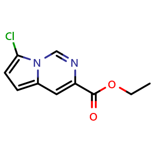 Chemical structure of Ethyl 7-chloropyrrolo[1,2-c]pyrimidine-3-carboxylate , CAS 588720-10-9, AChemBlock AD288239