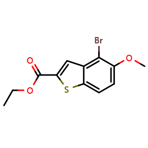 Chemical structure of Ethyl 4-Bromo-5-methoxybenzo[b]thiophene-2-carboxylate , CAS 2113934-73-7, AChemBlock AD288240