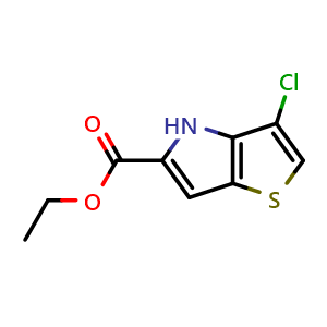 Chemical structure of Ethyl 3-chloro-4H-thieno[3,2-b]pyrrole-5-carboxylate , CAS 332099-31-7, AChemBlock AD288243